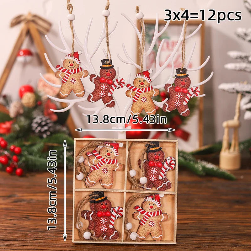 9/12pcs Christmas Dwarf Wooden Pendant Home Decor